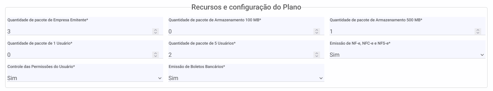 Configurações do Meu Plano