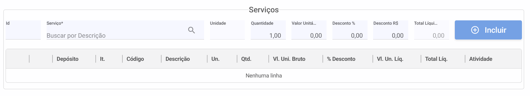 Vendas - Servicos
