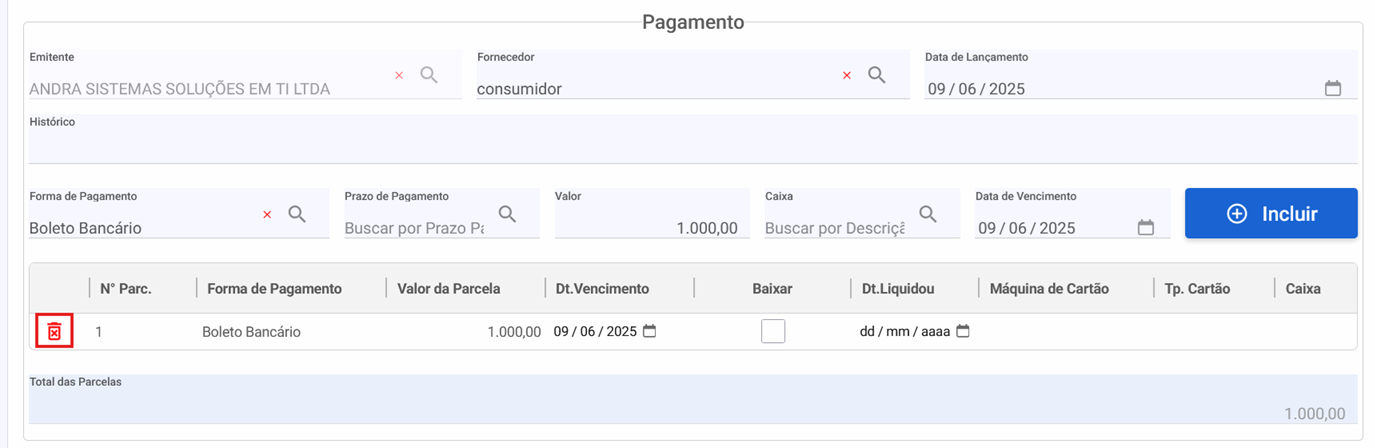 Contas de Receber/Pagar - Editar - Excluir