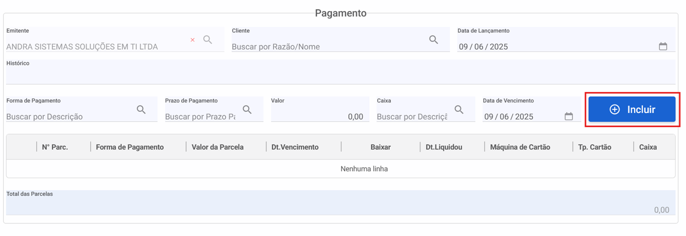 Contas de Receber/Pagar - Novo