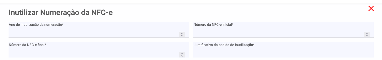 Campos para inutilização - NFC-e