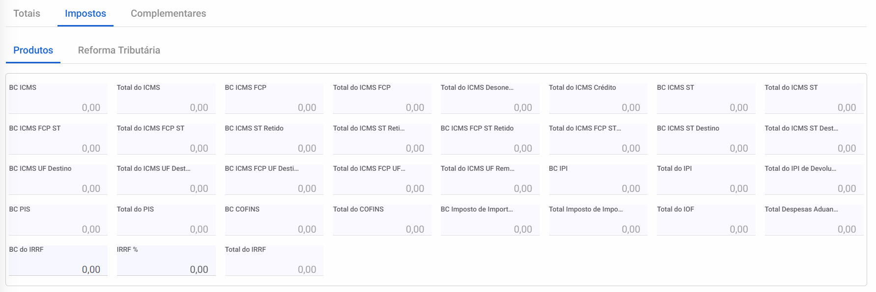 compras - Impostos